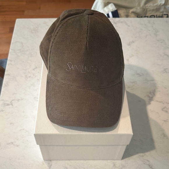 Saint Laurent Dark Brown Corduroy Hat - Picture 1 of 6